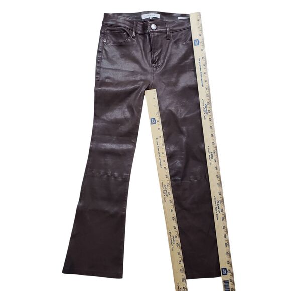 Frame Le Crop Mini Boot 23 Genuine Lamb Leather Mid Rise Pants Dark Brown - Picture 4 of 15